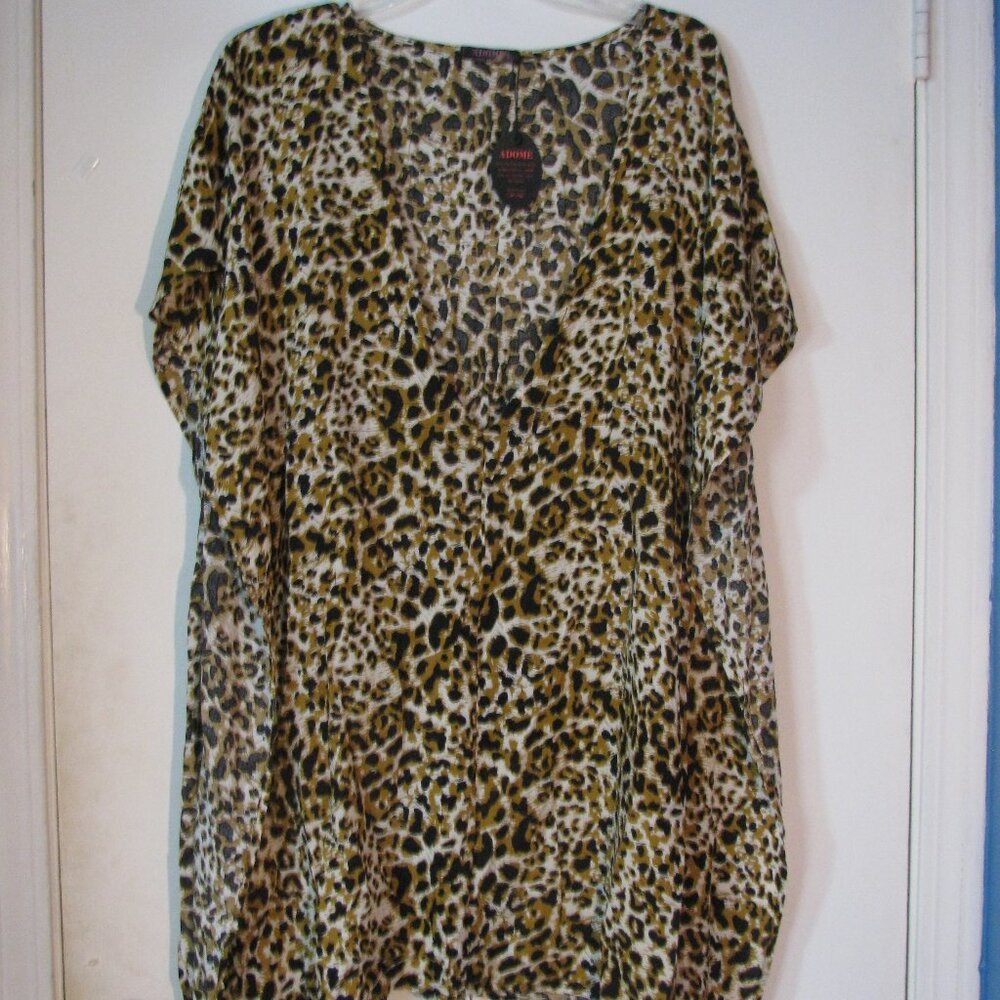 Adome Beach Cover Up Small NWT Oversized Leopard Animal Print Silky New